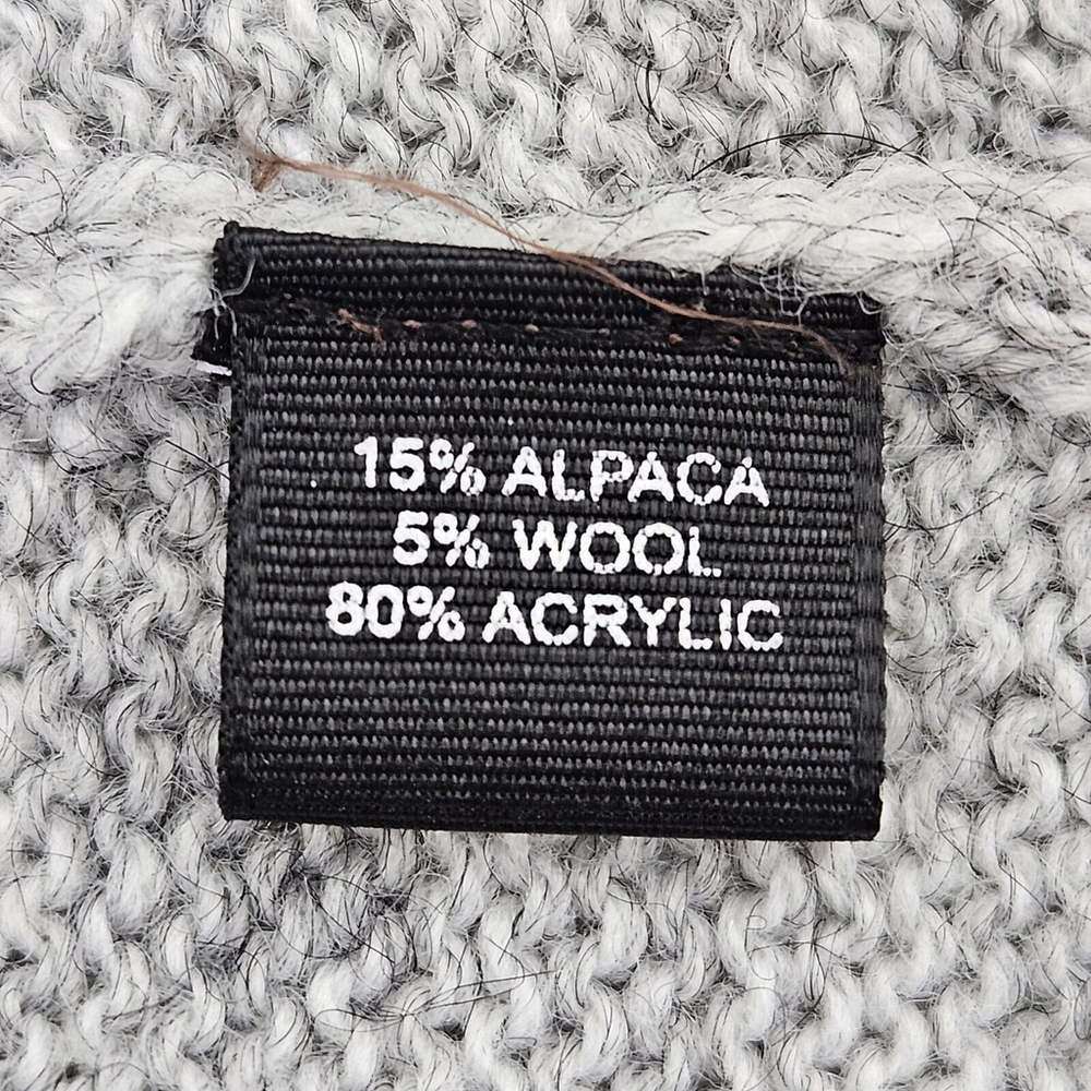Alpaca Connection Sweater Womens Size M Gray Wool Hooded Pullover Fringe Pocket - Picture 5 of 16